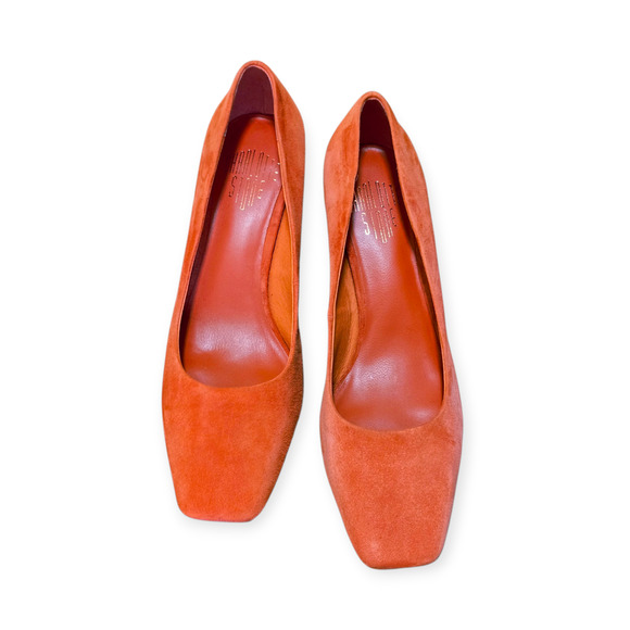 Charlotte Stone Orange Pink Chunky Rainbow Suede Heels Size 10 - Picture 3 of 8